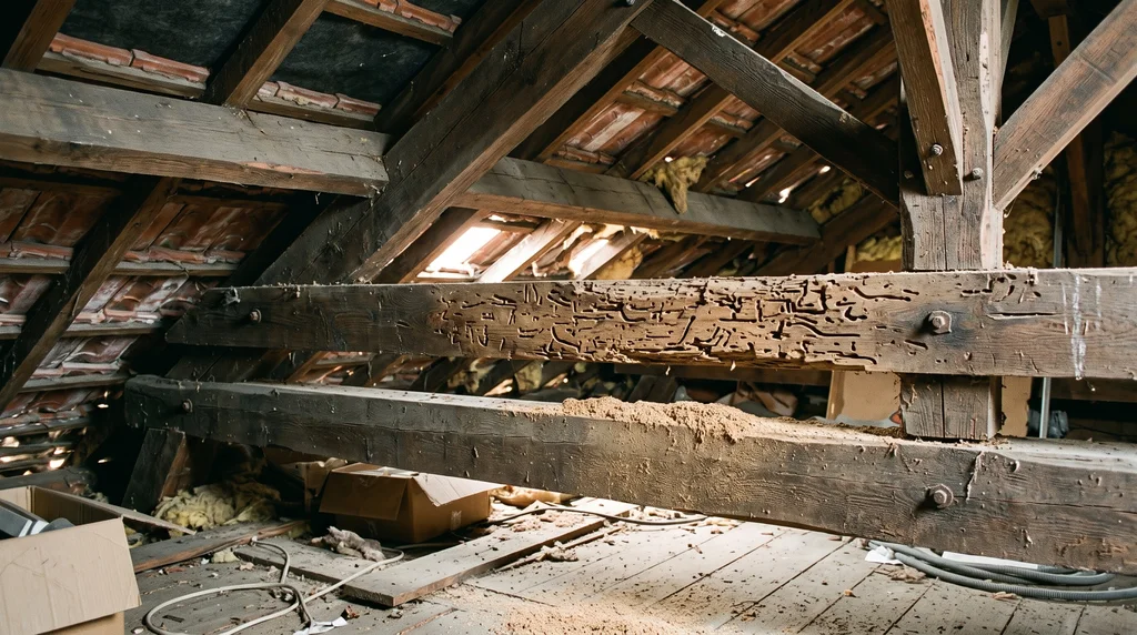Bois de structure et charpente — sondage des bois — Termites à Matha